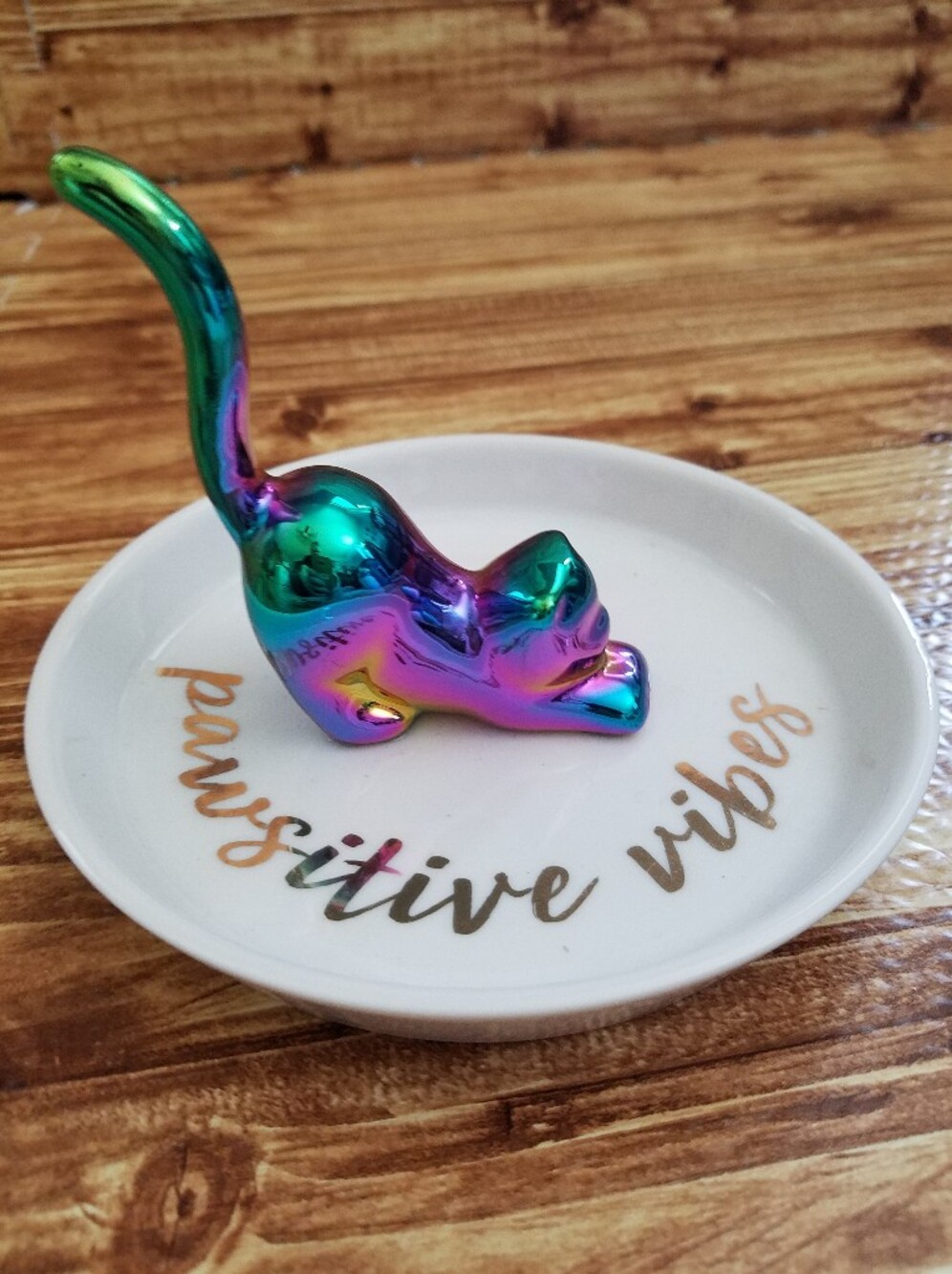 Cat Jewelry Holder Dish Trinket Tray Ring Pawsitive Vibes Villa Decor